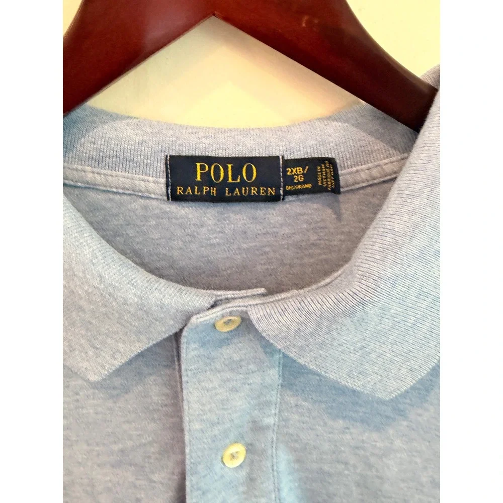 Polo Ralph Lauren Mens 2XB Blue Heather Short Sleeve Cotton Polo Shirt 1060